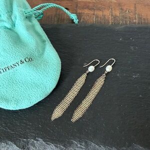 Tiffany & Co. Elsa Perreti Small Silver Mesh Pearl Earrings